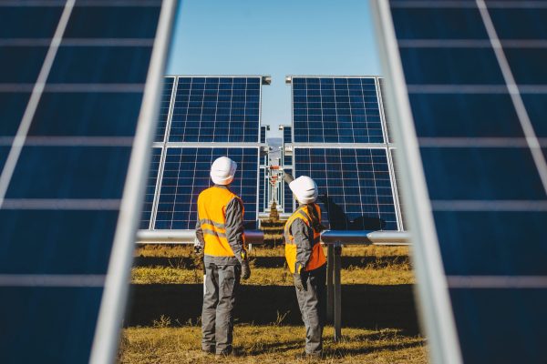 solar power station green electricity panel view